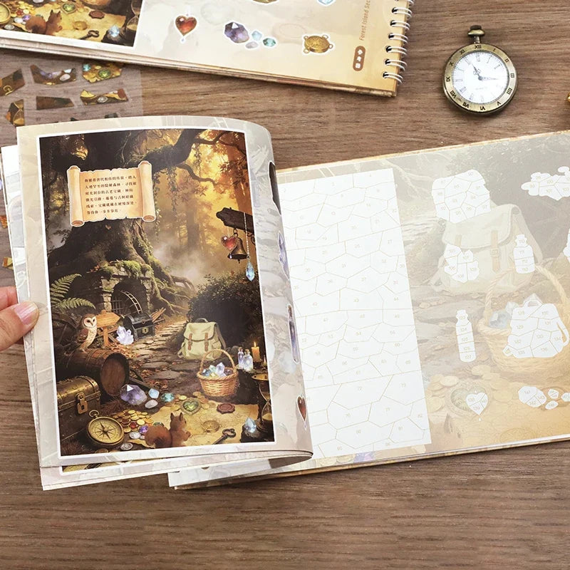 Adventure Log Treasure Hunt Puzzle Sticker Book – 19 Pcs DIY DIY Sticker Book Qme