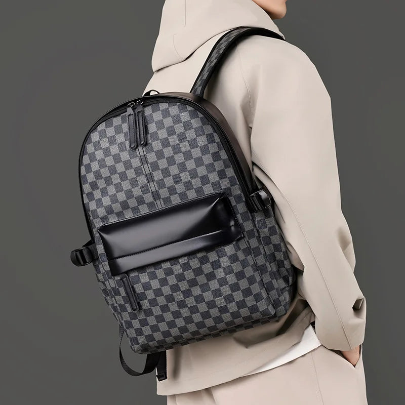 Qme Plaid Men's Business Commuter Backpack | 20–35L Laptop Bag Men's Commuter Backpack Qme
