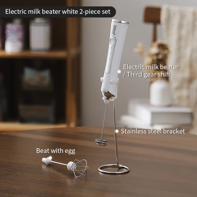 BINCOO Handheld Electric Milk Frother – Latte Foam Maker Milk Frother Qst White bracket