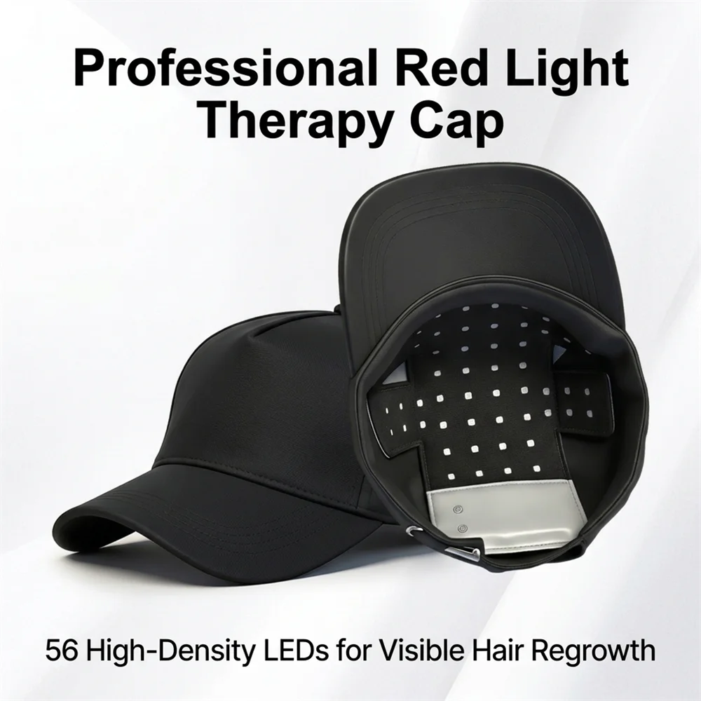 56 LED Red Blue Light Therapy Hair Growth Cap with Heating LED Hair Growth Cap Qst
