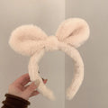 Plush Rabbit Ears Headband – Faux Fur Hair Hoop for Women Plush Hair Headband Qst White