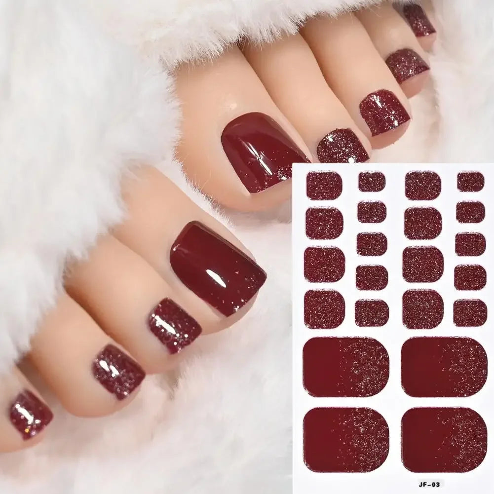 French Black Toe Nail Stickers – 22 Tips No-Bake Wraps Toenail Sticker Wraps Qme C CN