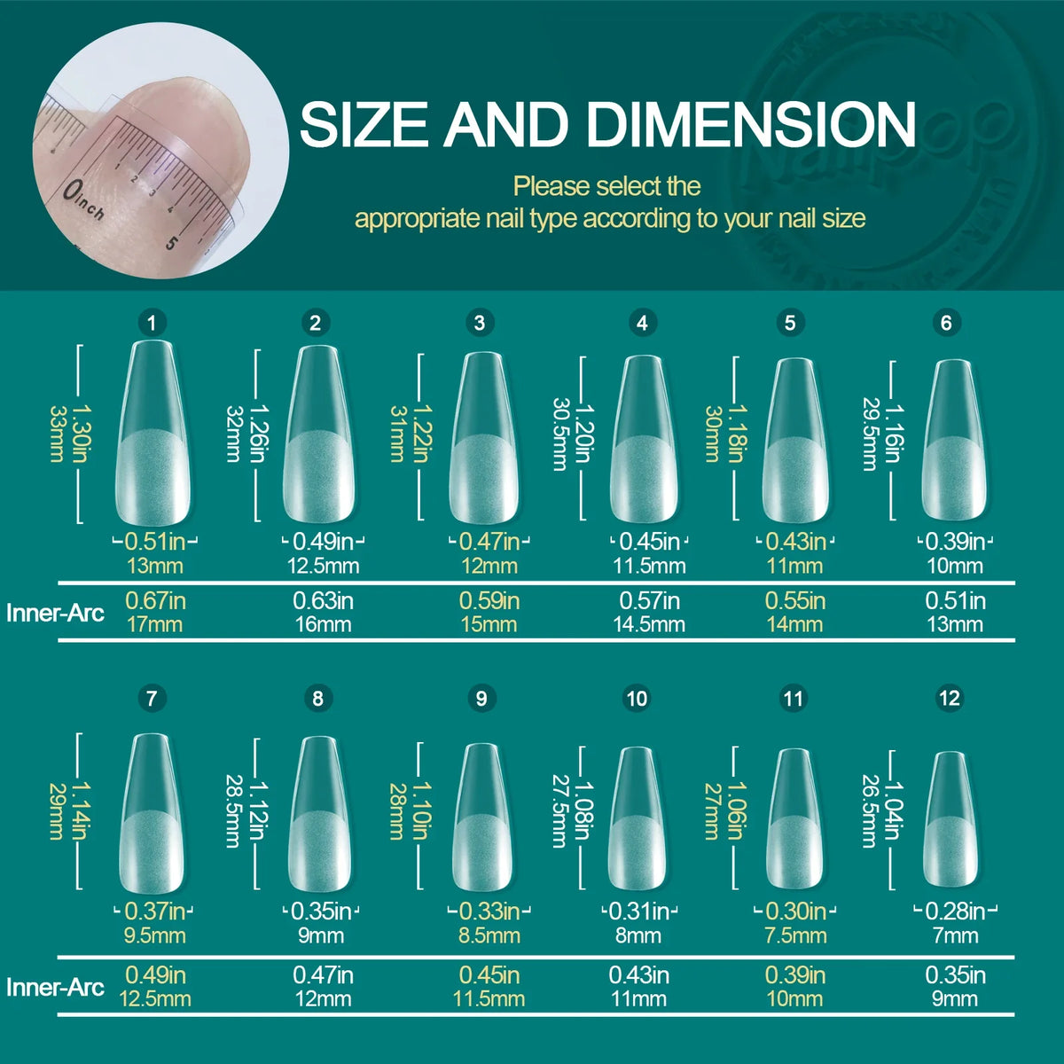 Nailpop Soft Gel Tips Medium Almond Coffin 120pcs | Nailpop Artificial Nail Tips Qme