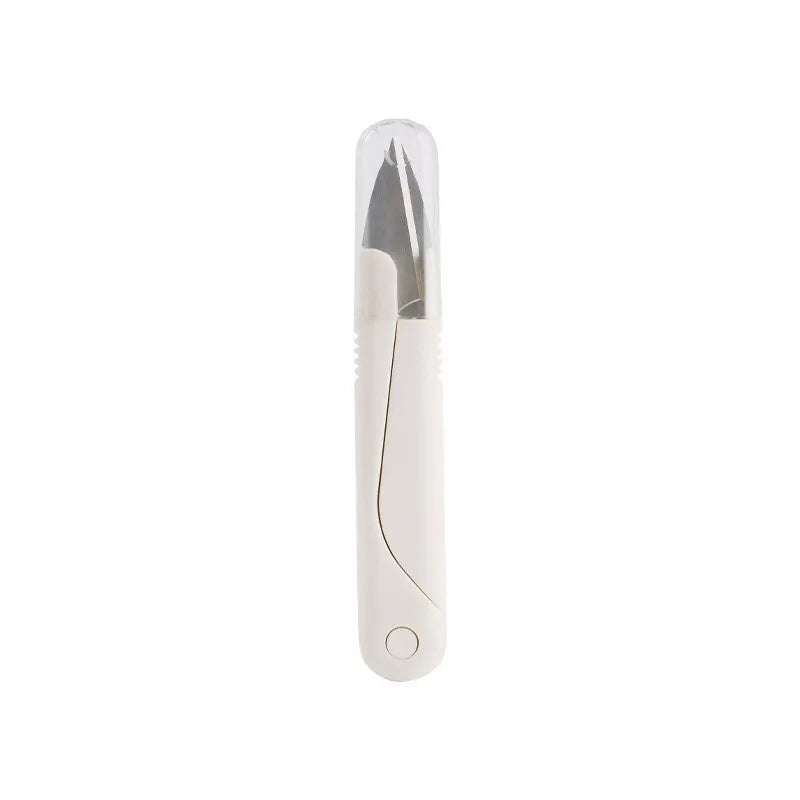 Small Stainless Steel Scissors with Lid for Sewing & Crafts Craft Scissors Qme WHITE