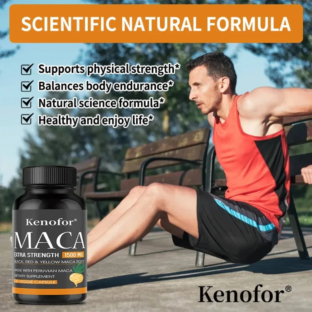 Premium Maca Root Capsules – Triple Maca & Black Pepper Blend Herbal Supplement Qst