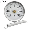 Spring Clamp-On Tube Thermometer 0–120°C | Stainless Steel Pipe Thermometer Gauge Qme 2Pcs