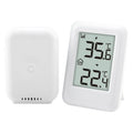Wireless Indoor Outdoor Thermometer with Hanging Support Frame Wireless Thermometer Qme White