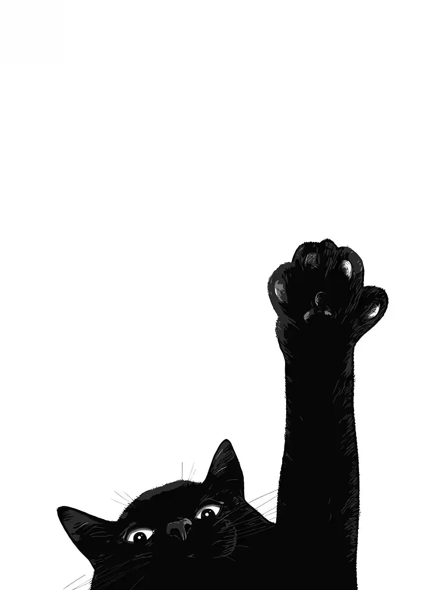 Peeking Black Cat Canvas Wall Art – Minimalist Cat Poster Canvas Wall Art Qst xx-2 20x30cm Unframed