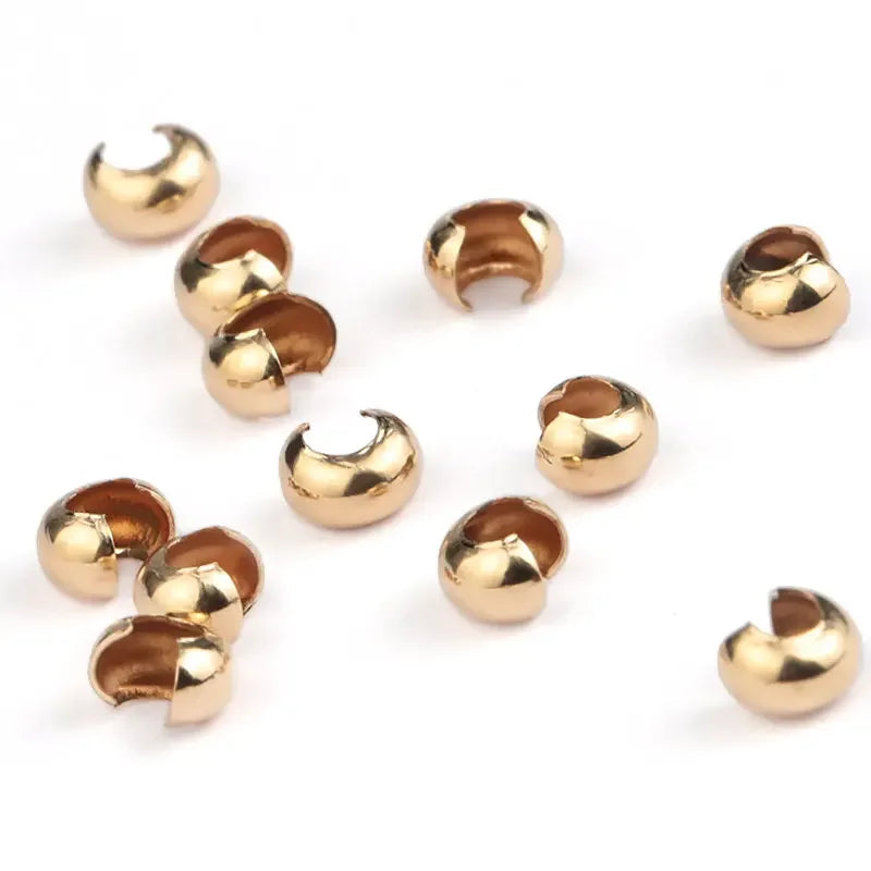 14K Gold Filled Crimp Covers & Cord Buckle Connectors Jewelry Findings Qme