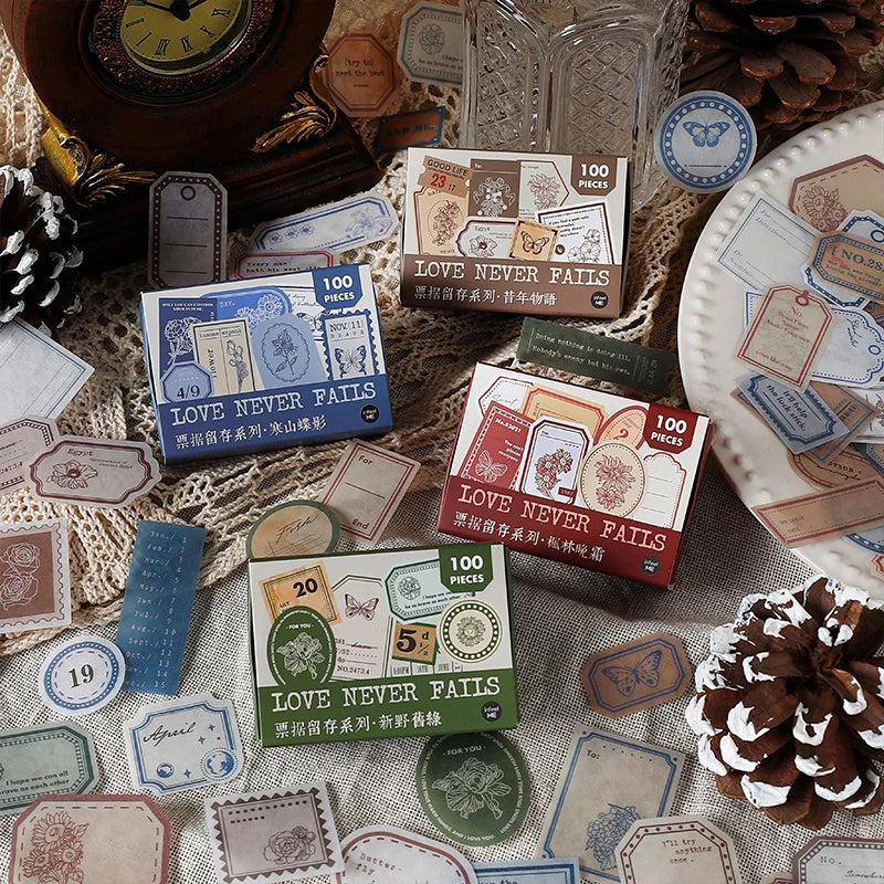 Vintage Ticket Stickers – DIY Diary, Album & Scrapbooking Decorative Stickers Qme