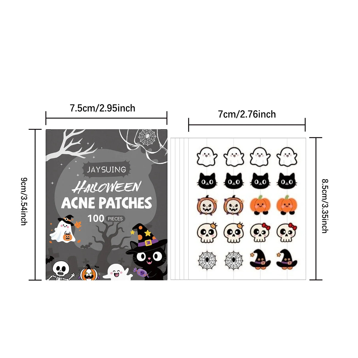 Halloween Acne Patches – Pumpkin & Bat Shapes, 100 Pcs Acne Patches Qme 100pcs Boxed