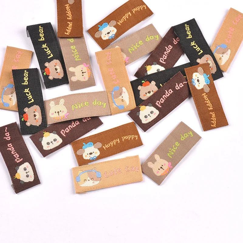 Cute Animal Fabric Sew-On Labels – Panda, Dog & Cat Tags Fabric Sew-On Labels Qme