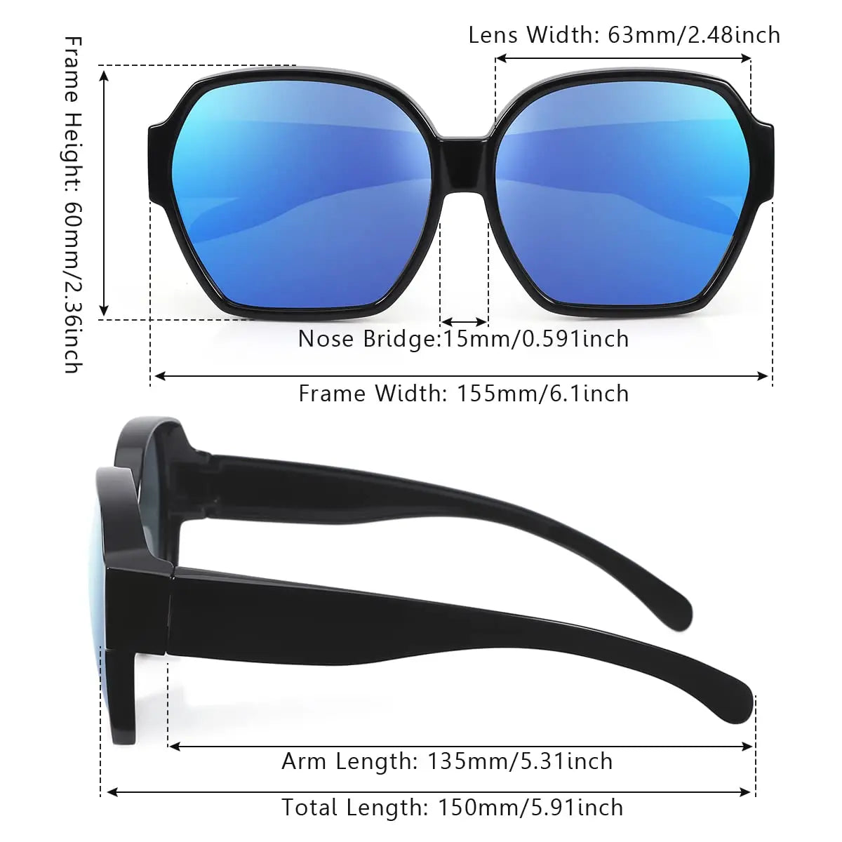 VOPHA Fit Over Polarized Sunglasses UV400 Unisex – T01 Fit-Over Sunglasses Qst