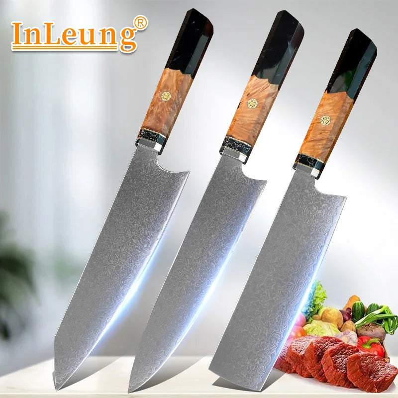 InLeung 67-Layer Damascus Steel Chef Knife Set – VG10 Kitchen Knife Set Qst