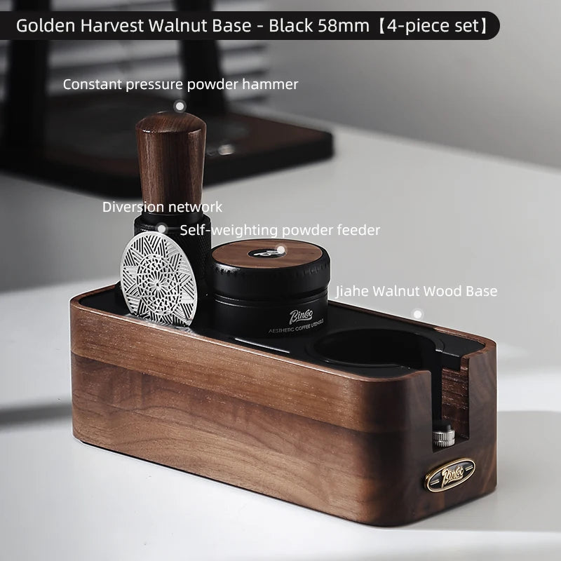 Bincoo 58mm Auto-Leveling Coffee Tamper & Distributor Stand Espresso Tamper Set Qst C 4pcs set black