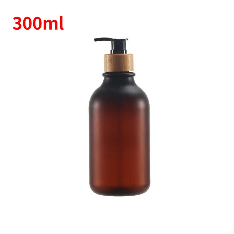 Wood Pump Soap Dispenser Bottle – Refillable Liquid Container Soap Dispenser Qme 300ml-brown-woodpump