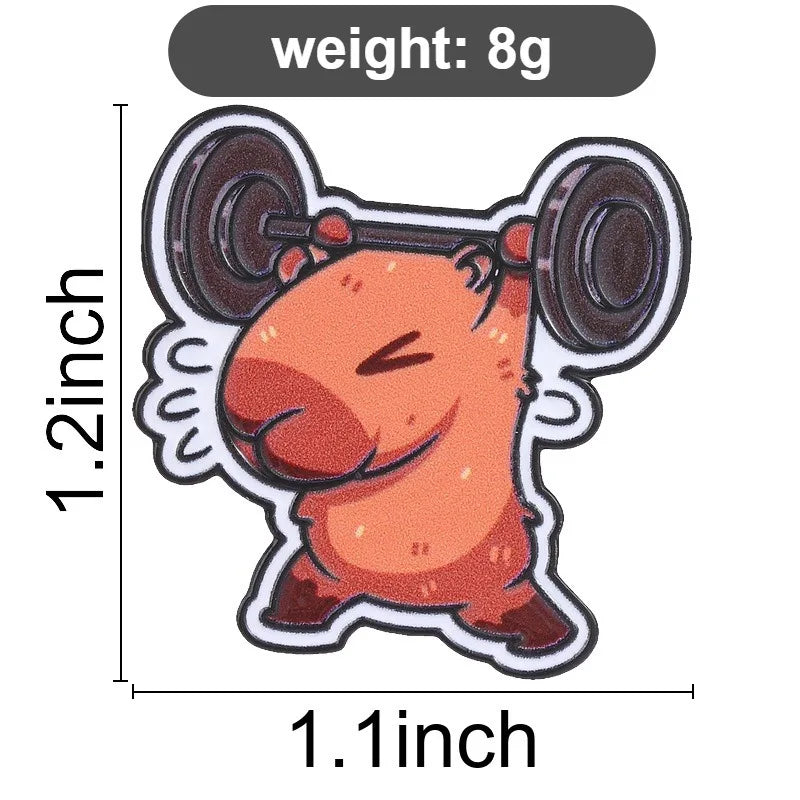Capybara Lifting Barbell Enamel Pin – Funny Fitness Lapel Pin Enamel Lapel Pin Qme