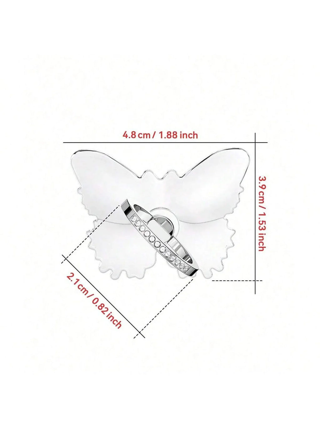 Butterfly Crystal Ring Phone Grip & 360° Stand Holder Phone Ring Grip Stand Qme