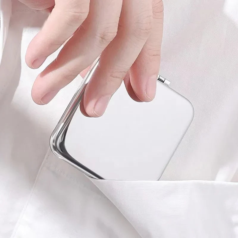 Portable Stainless Steel Pocket Makeup Mirror – Foldable 6.5cm Pocket Makeup Mirror Qme