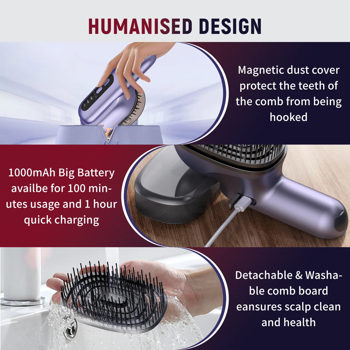Jitesy Electric Scalp Massage Comb – Red Light & Essential Oil Scalp Massage Comb Qst