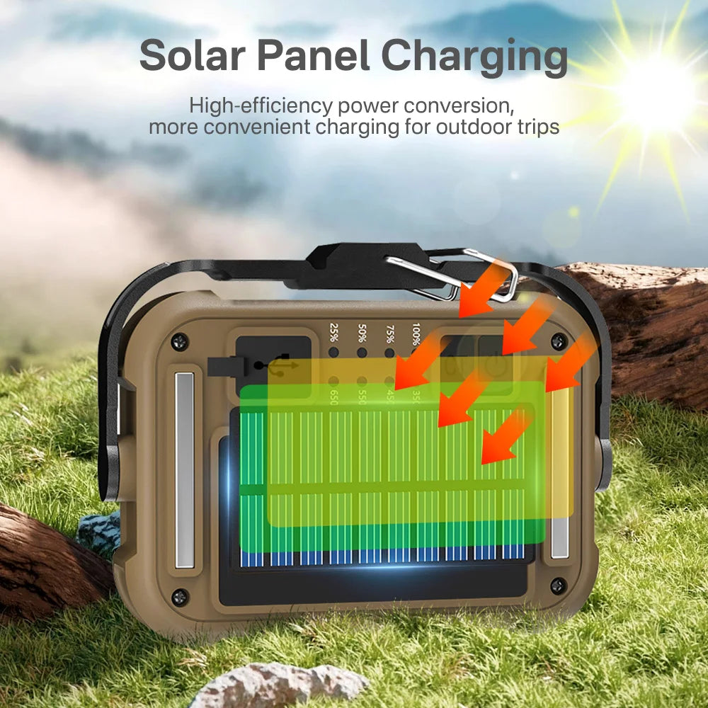 BORUIT LED Work Light Solar USB-C Magnetic 1000LM Camping LED Work Light Qst
