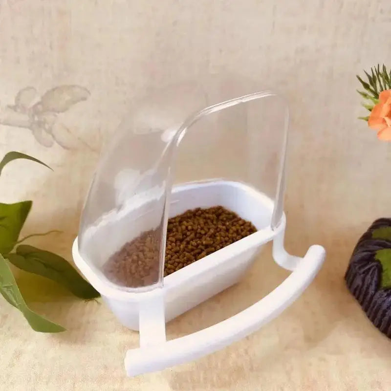 Clear Hanging Bird Cage Feeder Bowl with Stand | 3 Colors Bird Cage Feeder Qme