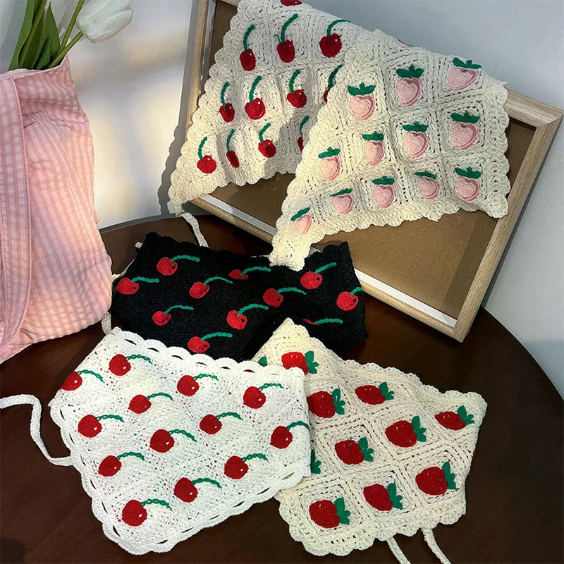 Handmade Crochet Triangle Headband – Strawberry Hair Scarf Crochet Hair Headband Qst