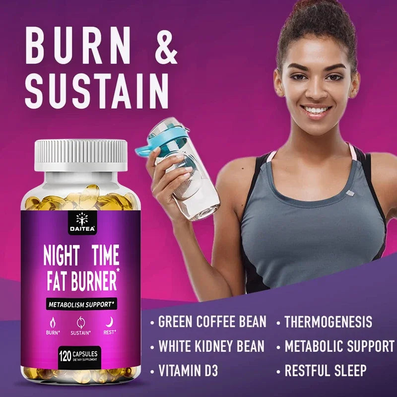 Nighttime Fat Burner – Carb Blocker & Metabolism Capsules Weight Management Supplement Qst
