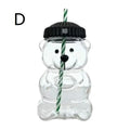 Cute Bear Shaped Plastic Cup with Straw – Cartoon Mug Novelty Drinkware Cup Qst D 0