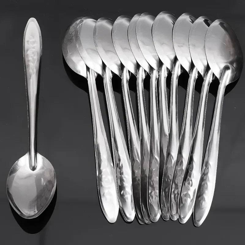 Stainless Steel Long Handle Spoon – Soup, Dessert & Scoop Kitchen Spoon Utensil Qme