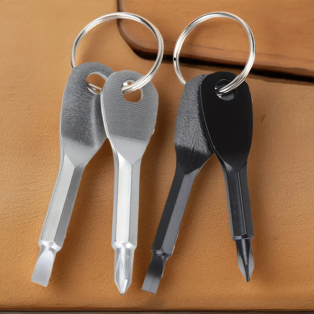 2-Pack Mini Keychain Screwdriver Set – Durable Steel, Portable Mini Keychain Screwdriver Qst