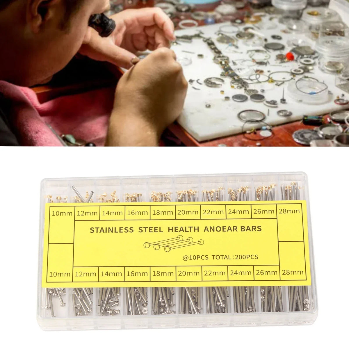 Watch Strap Screw Link Pins 200pcs Gold & Silver – 10 Sizes Watch Repair Pins Qme