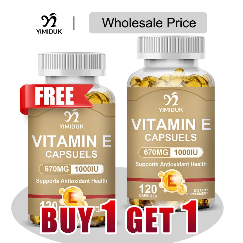 Yimiduk Vitamin E 670mg Capsules 120ct – Skin Hair & Eye Support Vitamin Supplement Qst