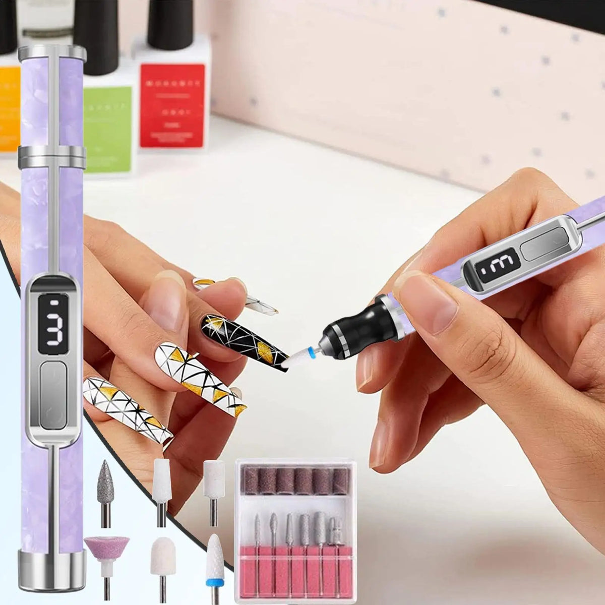 Rechargeable Electric Nail Drill – 3-Speed Fingernail File Electric Nail Drill Qme