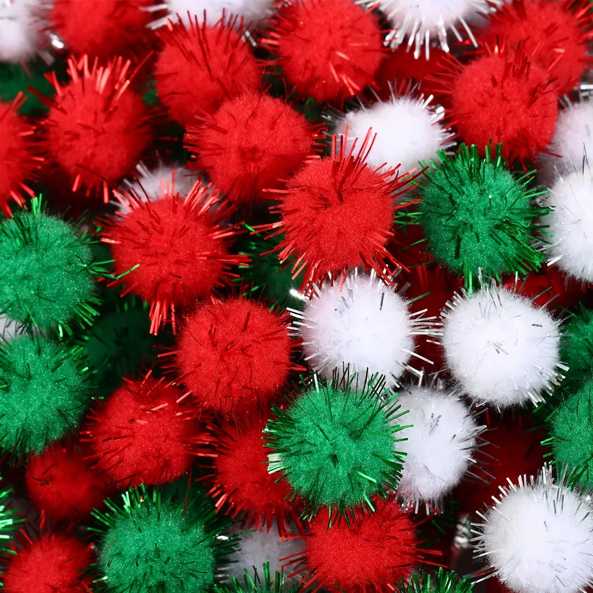 Glitter Sequined Plush Fur Balls 100-200pc – Colorful Craft Décor Craft Embellishment Balls Qme