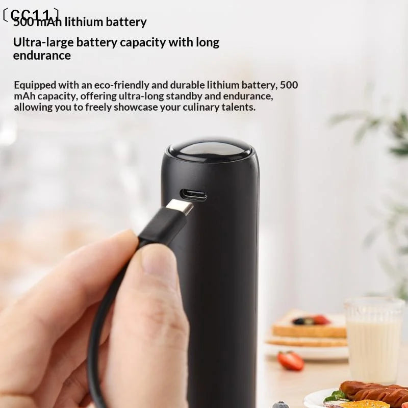 Rechargeable Electric Milk Frother | USB-C Charging & Storage Lid Electric Milk Frother Qme