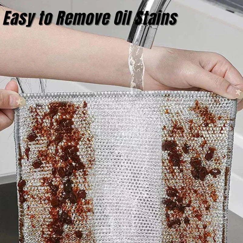 Double-Sided Metal Wire Kitchen Scrubber Dishcloth | 2 Colors Kitchen Scrubber Dishcloth Qme