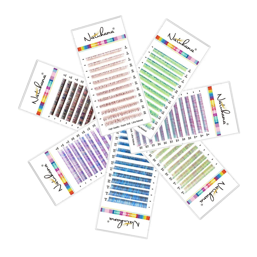 NATUHANA Colored Lash Clusters Rainbow Mix – Soft & Cruelty-Free Colored Lash Clusters Qme