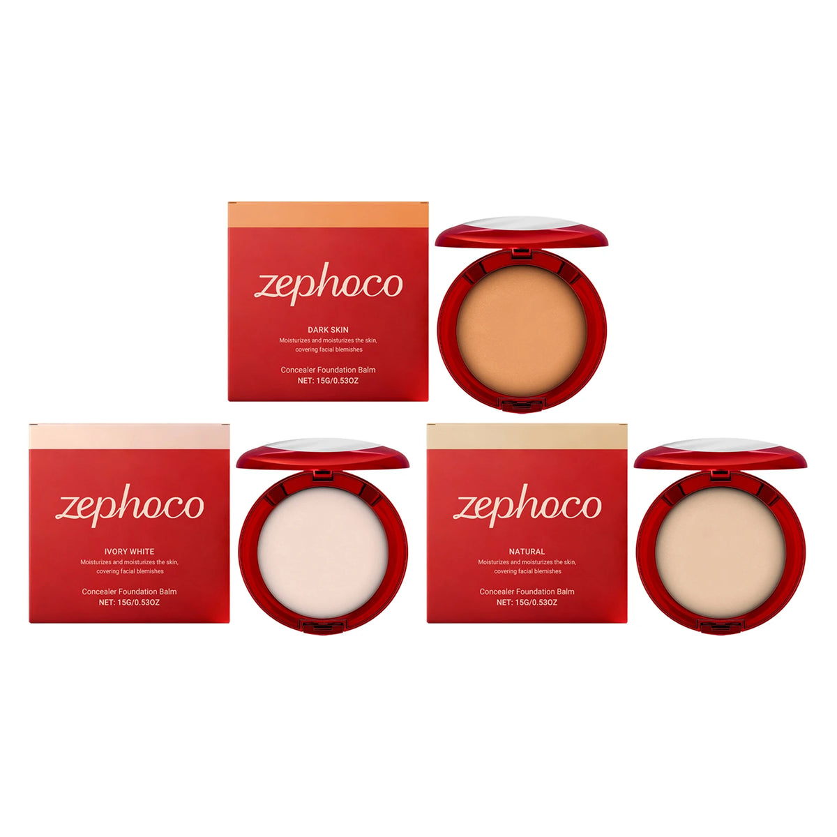Zephoco Balm Foundation Cream – High Coverage Concealer 15g Foundation Cream Qst 3 in 1 set