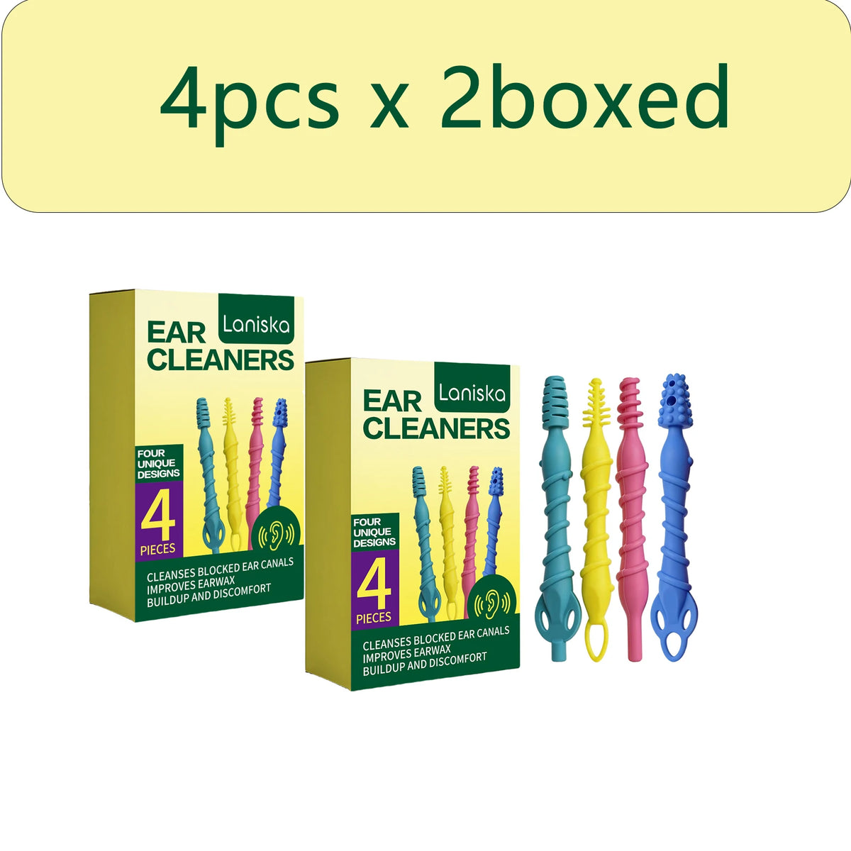 Soft Silicone Spiral Ear Cleaning Tools – Colorful Set Ear Cleaning Tool Qst 4pcs x 2boxed