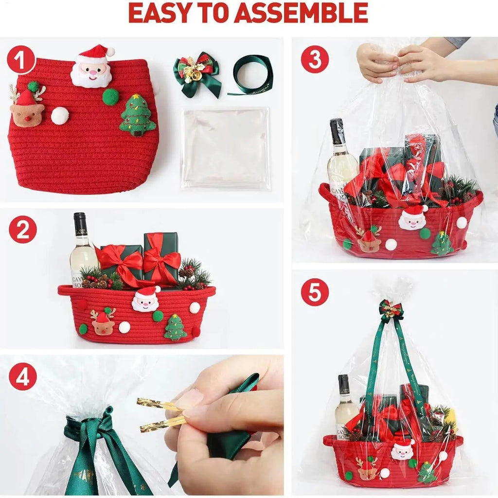 Cotton Rope Woven Storage Basket with Handles | Christmas Bin Woven Storage Basket Qme