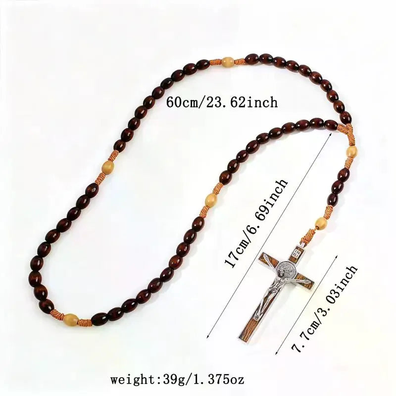 St. Benedict Catholic Cross Pendant Necklace – Black Stone Pendant Necklace Qme