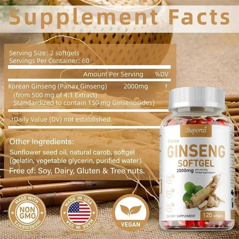 Red Panax Ginseng Capsules – Energy, Immunity & Antioxidant Herbal Supplement Qst