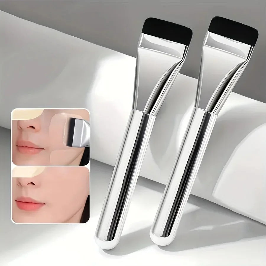 Oval Foundation Brush – Ultra-Fine Hypoallergenic Nylon | Qme Makeup Brush Qme 2pcs