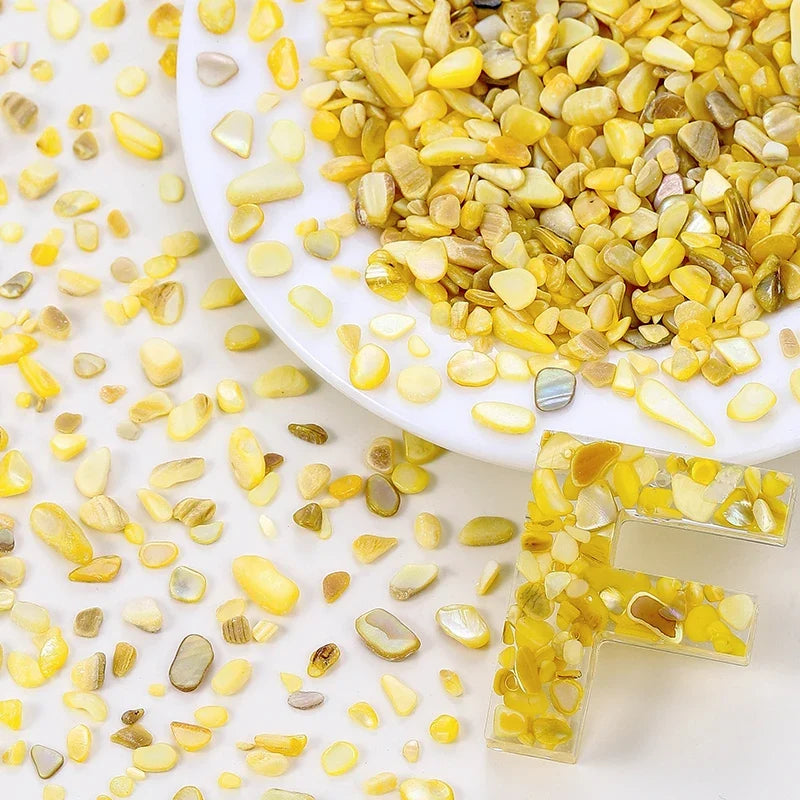 Natural Pearl Crushed Seashell Slices – Nail Art & DIY Crafts Nail Art Shell Particles Qme Yellow