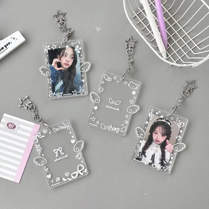 Clear Acrylic Photocard Holder Wing Star Keychain – 4 Colors Photocard Keychain Qme