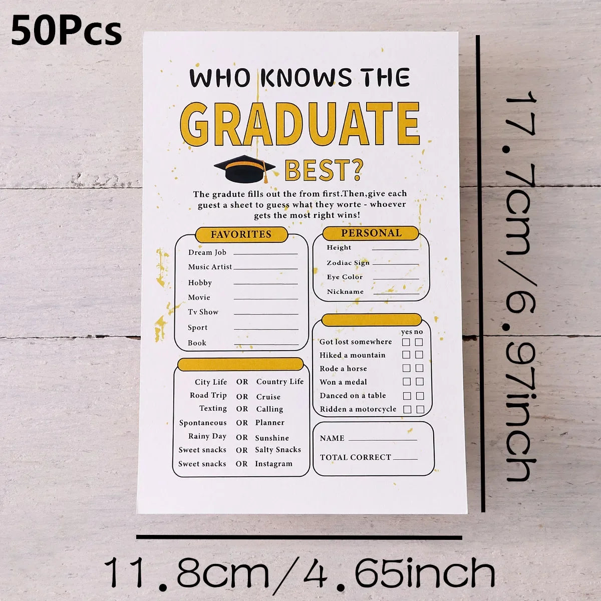 Graduation Game Cards – Creative Tabletop Party Set | 5 Colors Graduation Party Game Qme White-50Pcs