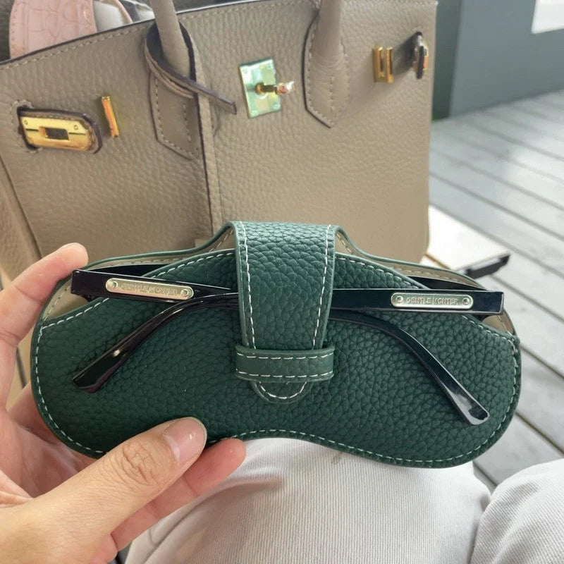 PU Leather Glasses Case – Portable Sunglasses Storage Bag Glasses Storage Case Qme Green
