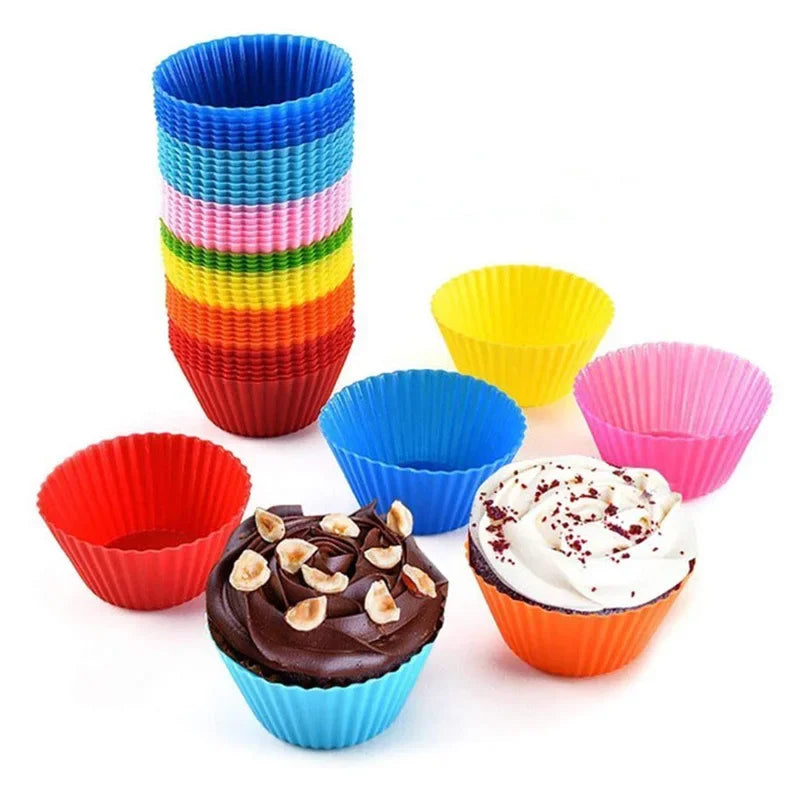 Silicone Cake Molds Round & Heart – Muffin & Cupcake Baking Set Silicone Baking Molds Qme