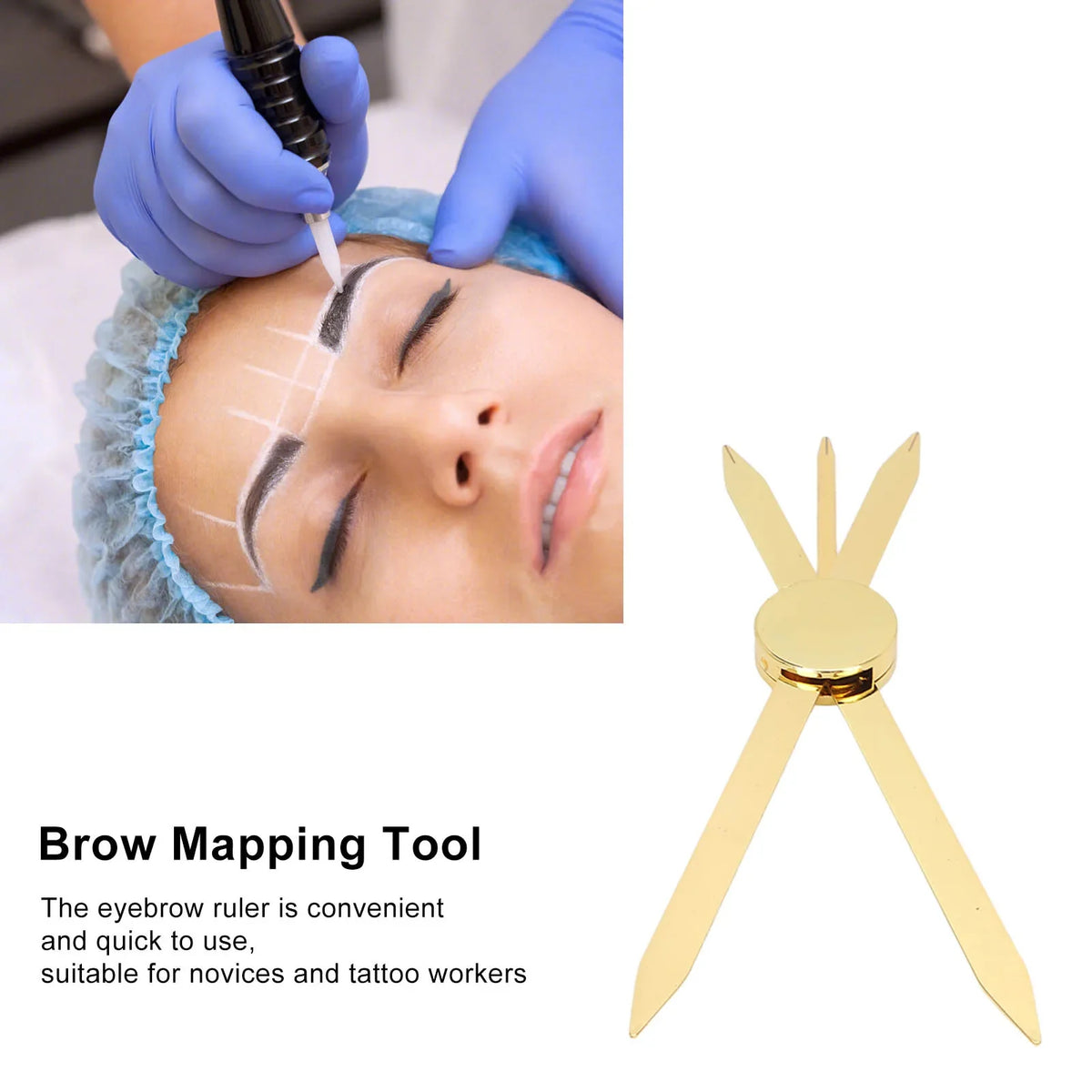 Adjustable Gold Stainless Steel Eyebrow Ruler Brow Mapping Tool Eyebrow Mapping Ruler Qme